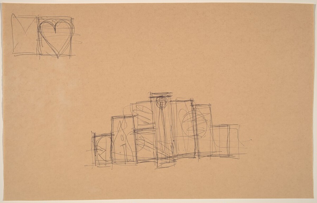 Sketch for mural project "The Foreign Plowman" by Jim Dine