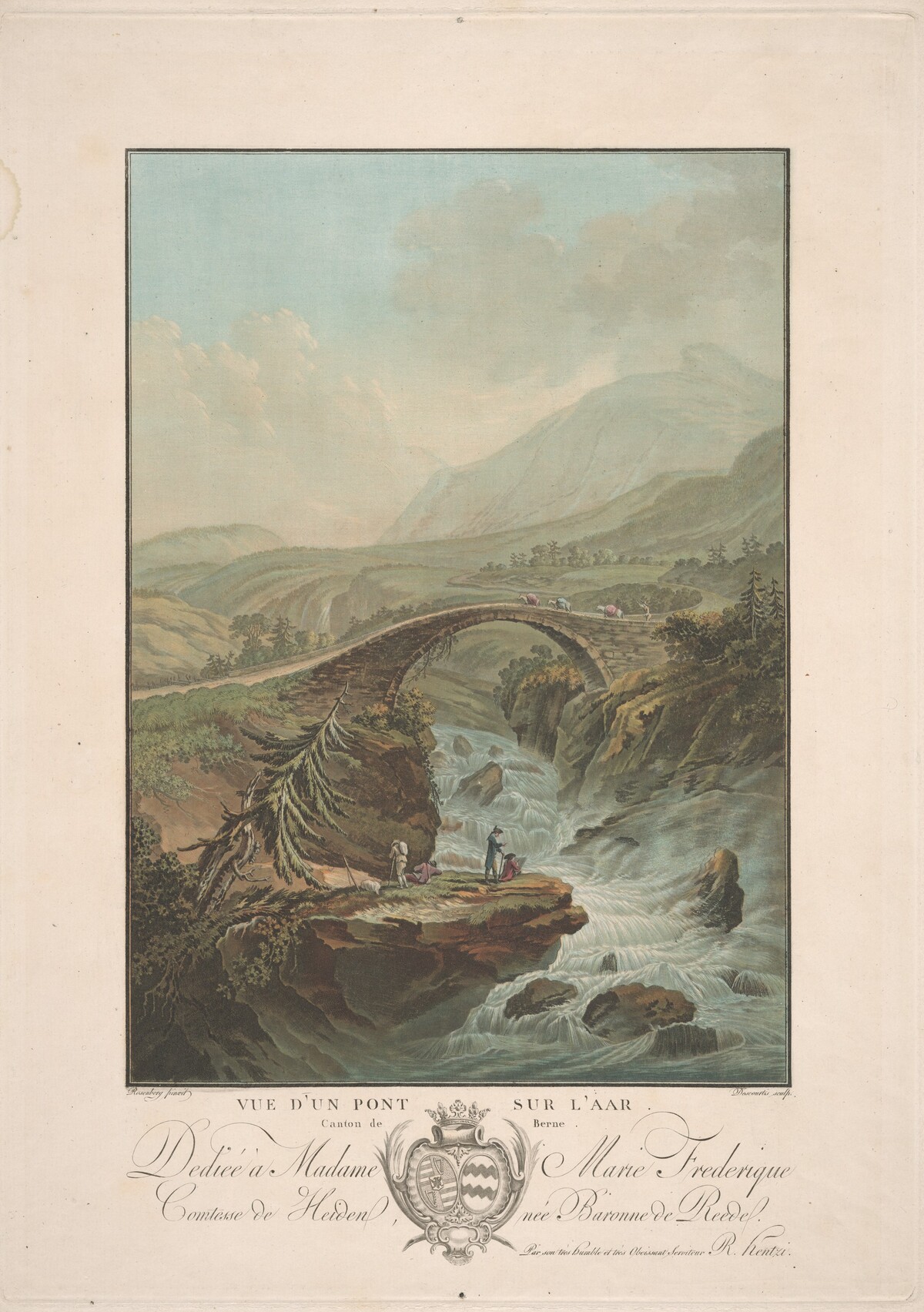 Vue d'un pont sur l'Aar, Canton de Berne (View of a Bridge on the Aar, Berne) by Charles-Melchior Descourtis
