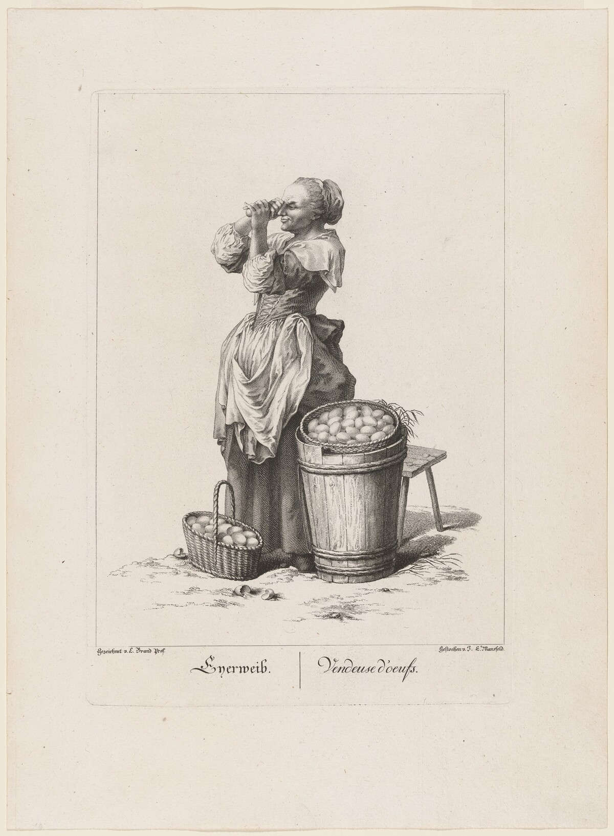 Eyerweib (Egg Seller) by Johann Georg Mansfeld, after Johann Christian Brand