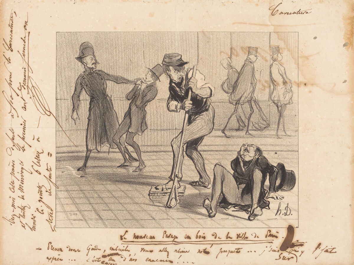 Le Nouveau pavage en bois... de Paris by Honoré Daumier