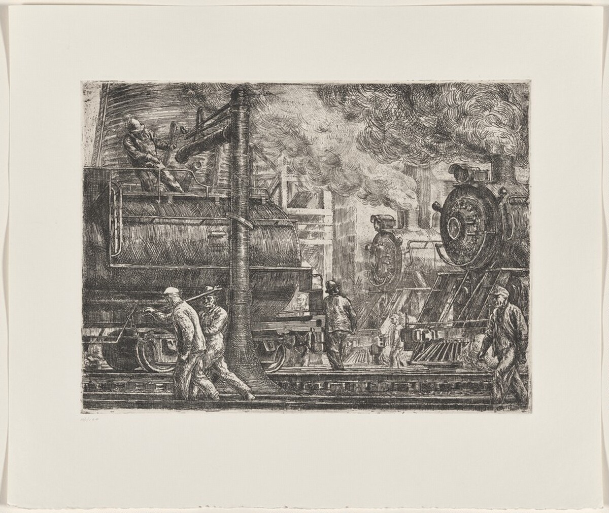 Erie R.R. Locos Watering by Reginald Marsh