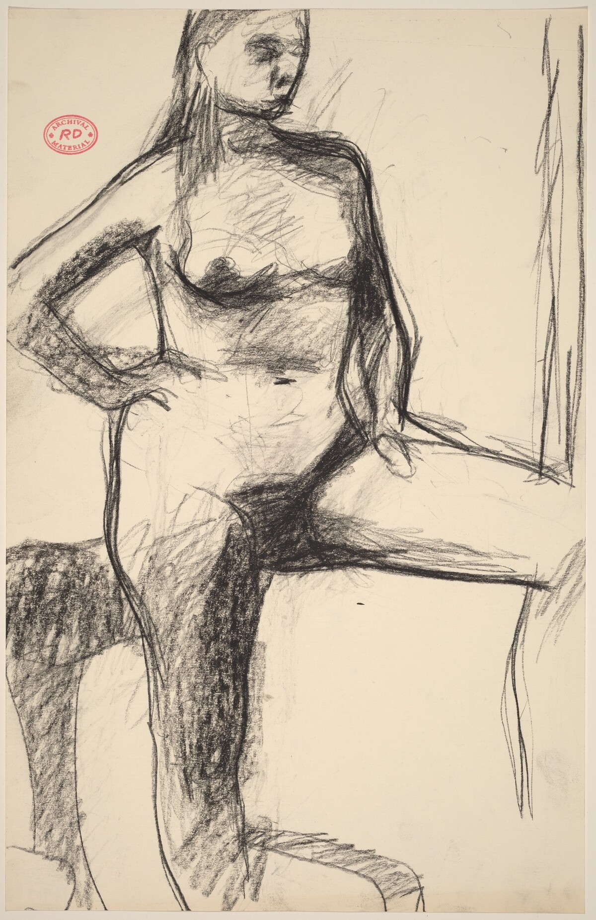 Untitled [standing female nude with raised left leg] by Richard Diebenkorn