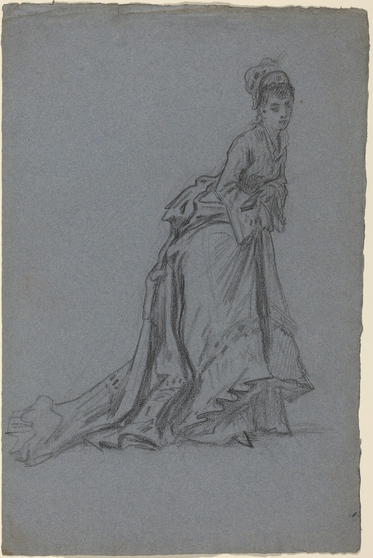 Fashionable Young Woman Stepping Forward by French 19th Century