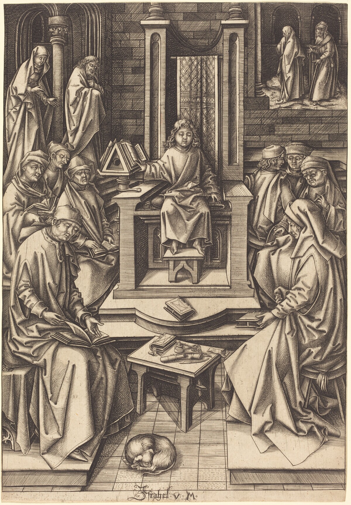 Christ Among the Doctors by Israhel van Meckenem after Hans Holbein the Elder
