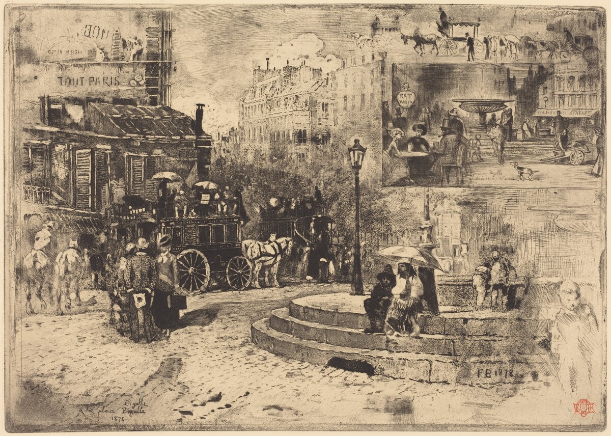 La Place Pigalle en 1878 (Place Pigalle in 1878) by Félix-Hilaire Buhot