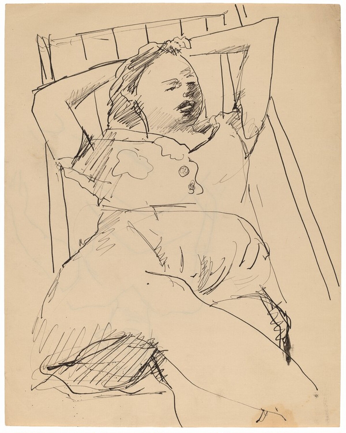 Seated Woman Leaning Back, Arms Raised to Head [recto] by Mark Rothko