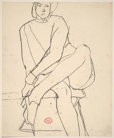 Untitled [seated woman leaning left and crossing her legs]