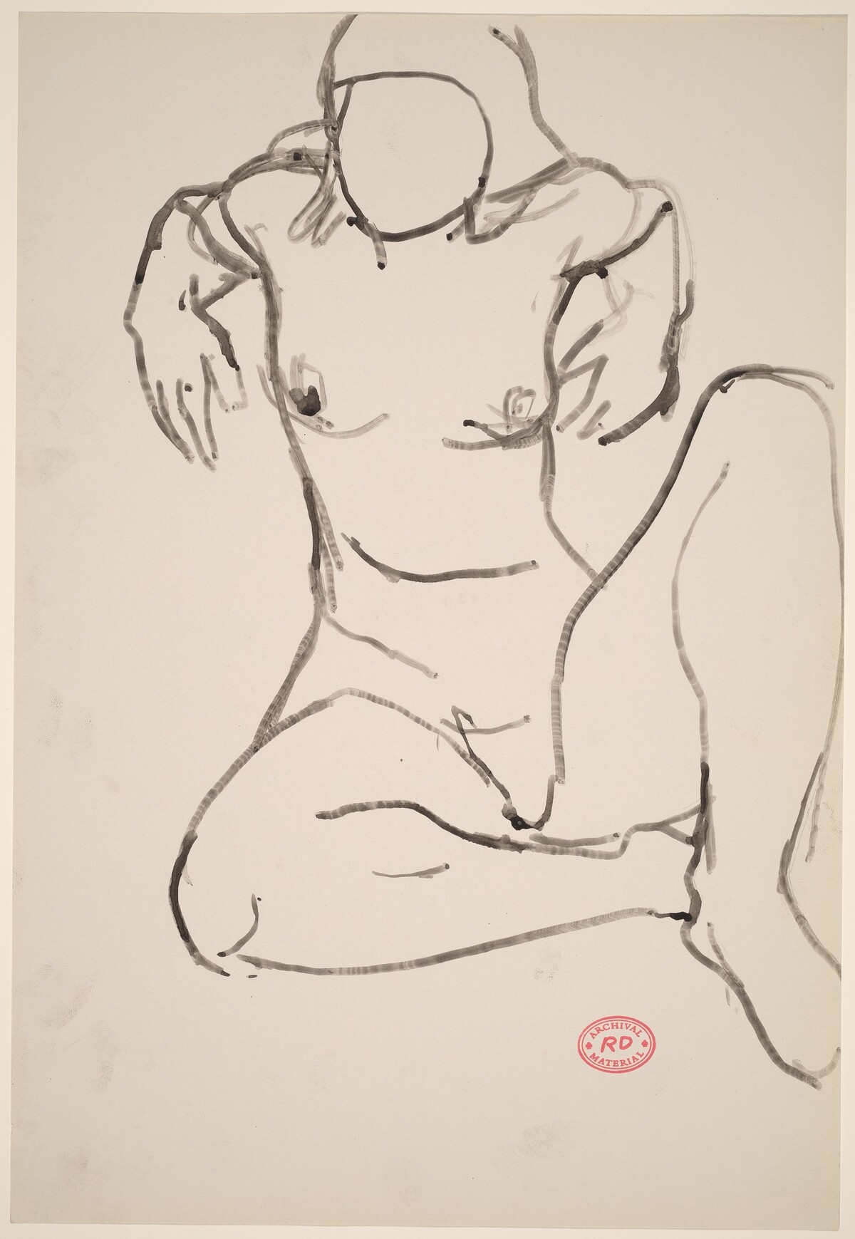 Untitled [seated female nude with her elbows raised behind her] by Richard Diebenkorn