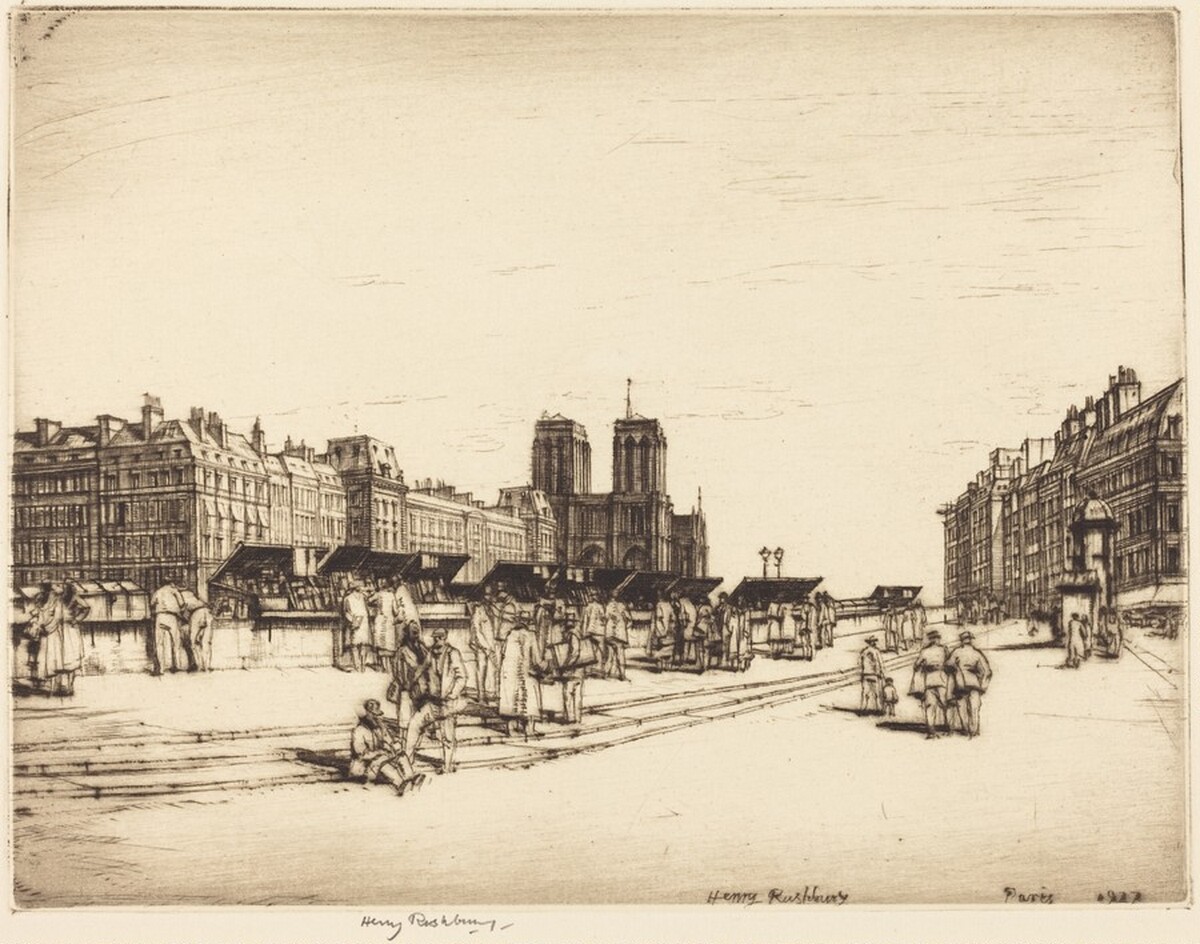 Bookstalls, Paris by Henry Rushbury