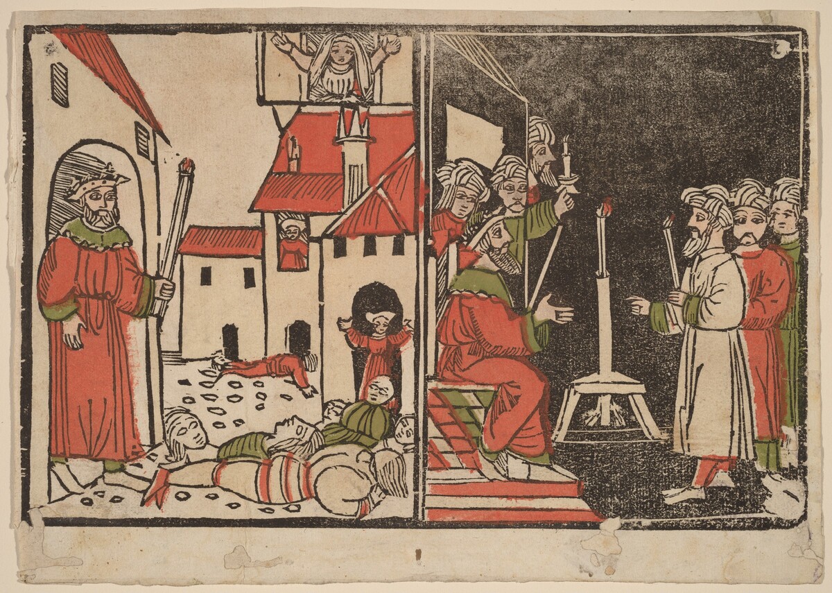 Massacre of the Firstborn and Egyptian Darkness by Spanish 15th Century