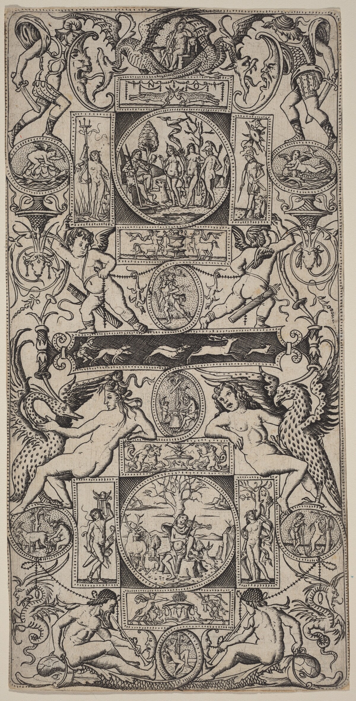 Ornament Panel with Orpheus and the Judgment of Paris by Nicoletto da Modena
