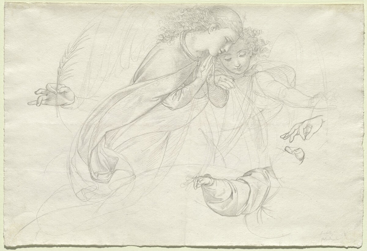 Two Grieving Angels (verso) by Johann Evangelist Scheffer von Leonhardshoff