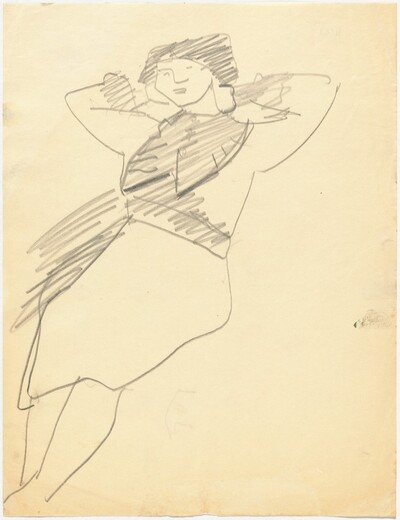 Seated Woman Leaning Back, Arms Supporting Head [recto]