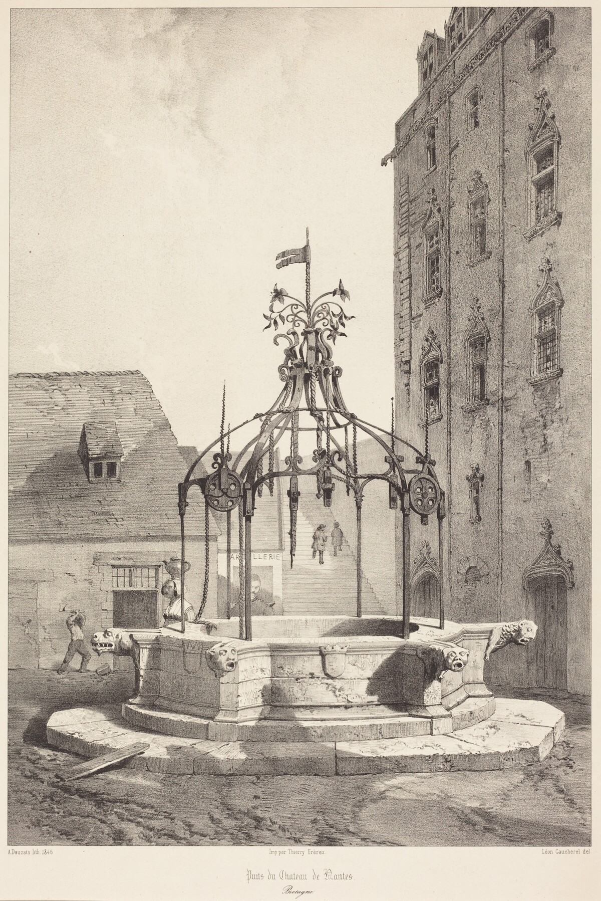 Puits du Chateau de Nantes, Bretagne by Adrien Dauzats after Léon Gaucherel