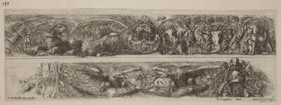 Two Ornamental Bands with Chained Leopards and Eagles