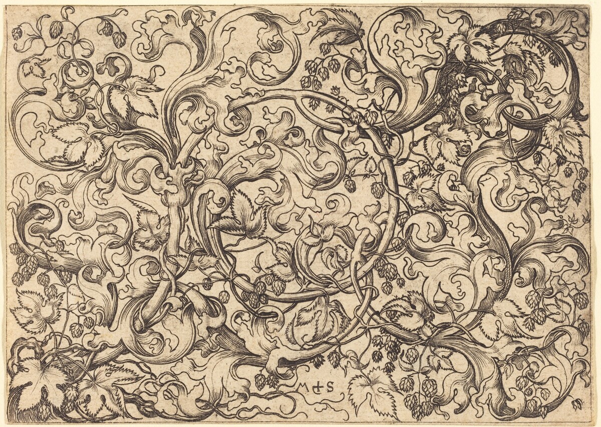 Ornament with Hop Vine by Martin Schongauer