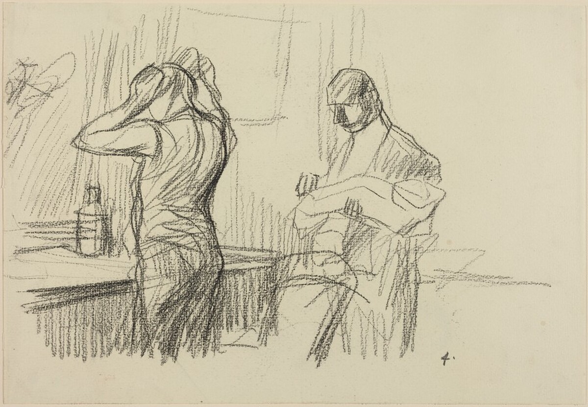 a) Gentleman's Toilette (recto); b) Study of Gentleman's Toilette (verso) by Jean-Louis Forain