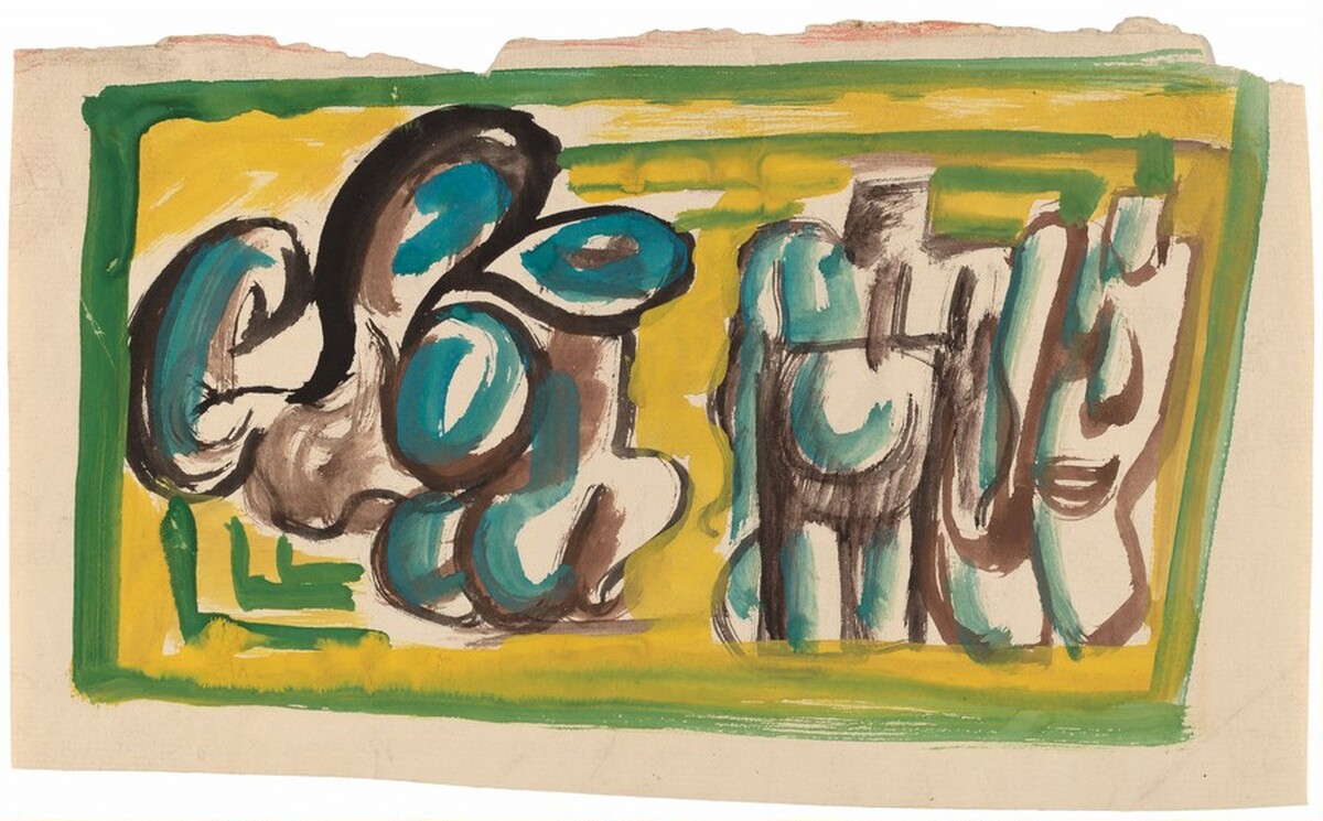 Abstract Composition in Yellow, Green, Blue, Black, and Brown by Mark Rothko