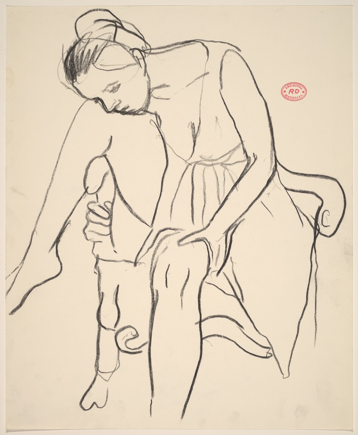 Untitled [woman seated with her leg over the chair arm] by Richard Diebenkorn
