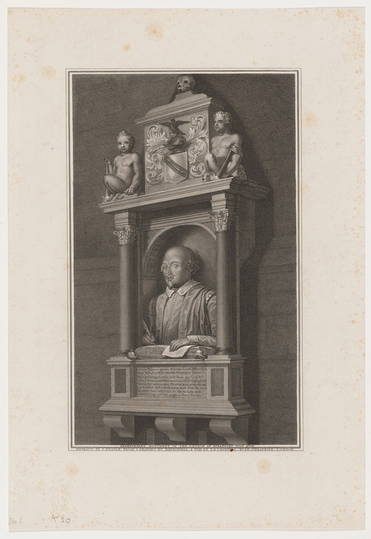 Shakespeare Monument in Church at Stratford-on-Avon by James Neagle after Josiah Boydell
