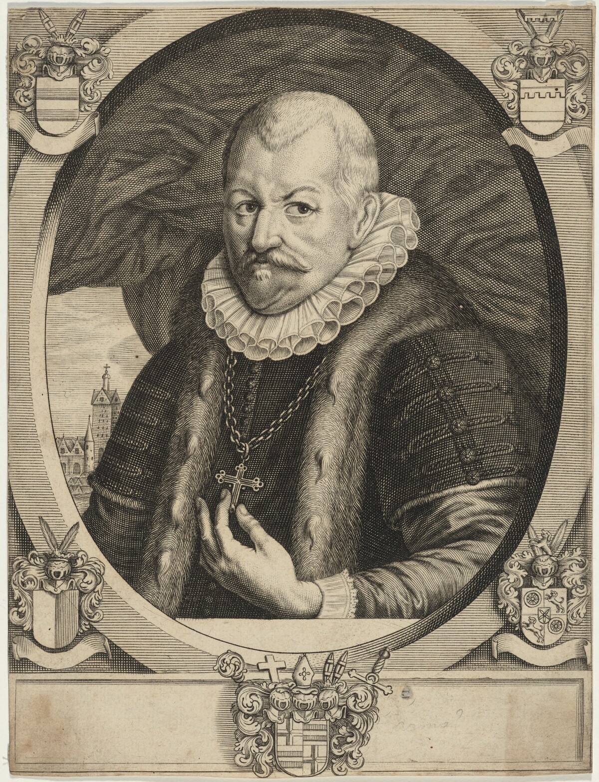 Portrait of a Man With Cross Around Neck by Unknown Artist