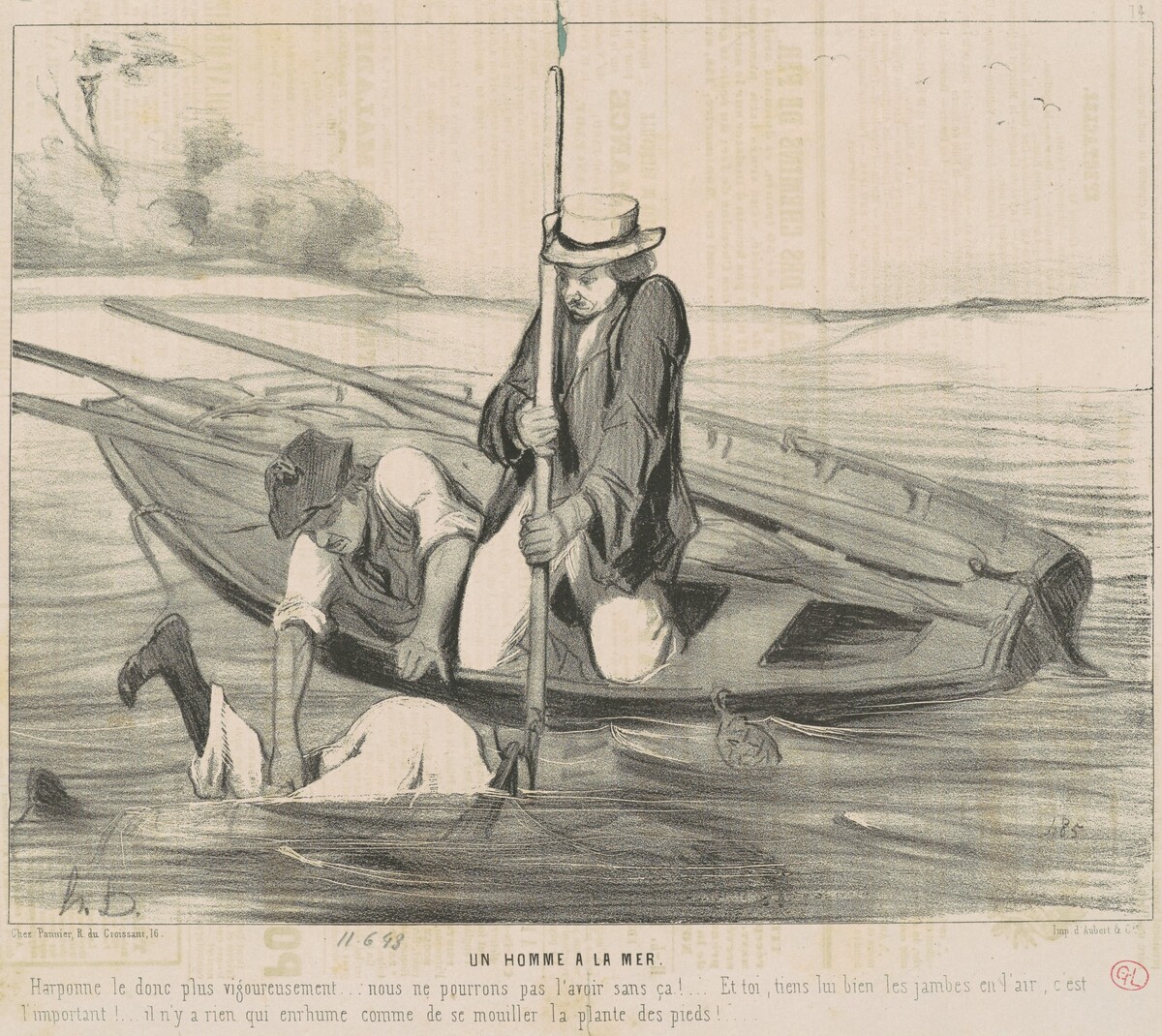 Un homme a la mer by Honoré Daumier