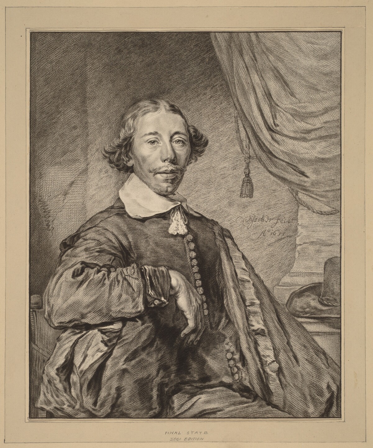 Portrait of a Seated Man by Cornelis Ploos van Amstel (editor) and Johannes Kornlein (printmaker), after Cornelis Visscher