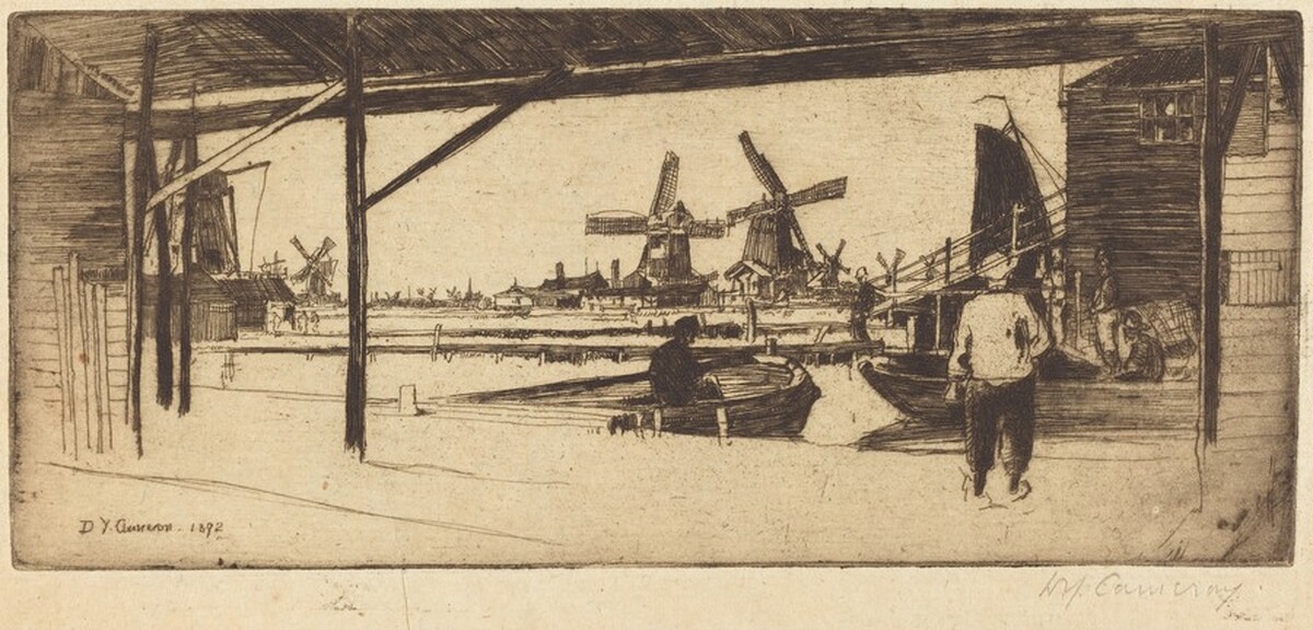 Zaandam Windmills by David Young Cameron