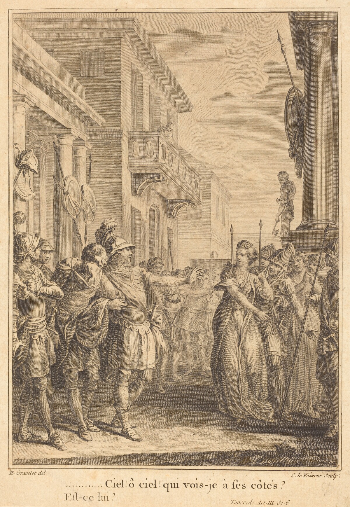 Ciel! ô ciel! qui vois-je à ses côtés? by Jean Charles Levasseur after Hubert François Gravelot
