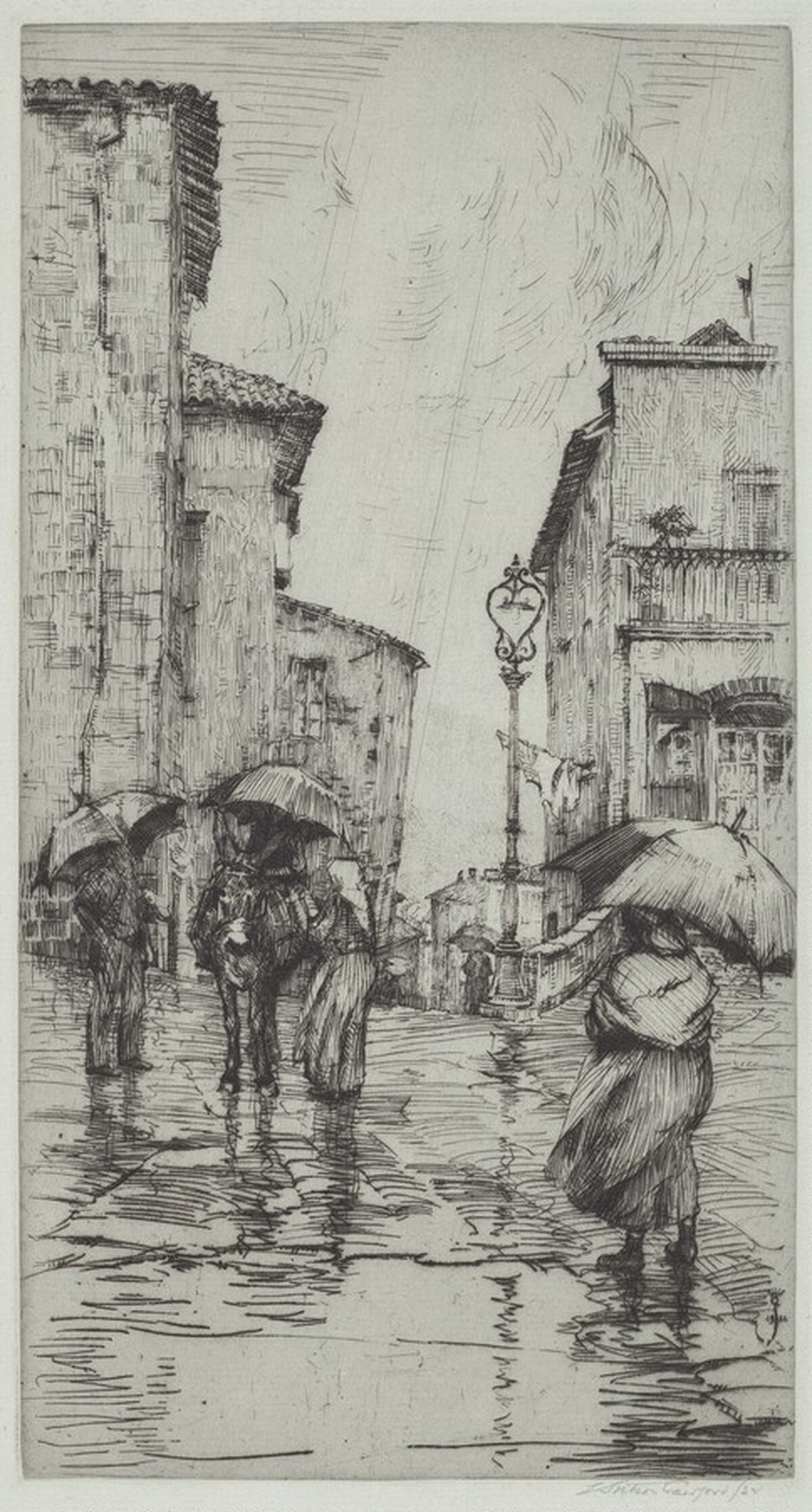Green Umbrellas, Orvieto, Italy by Earl Stetson Crawford