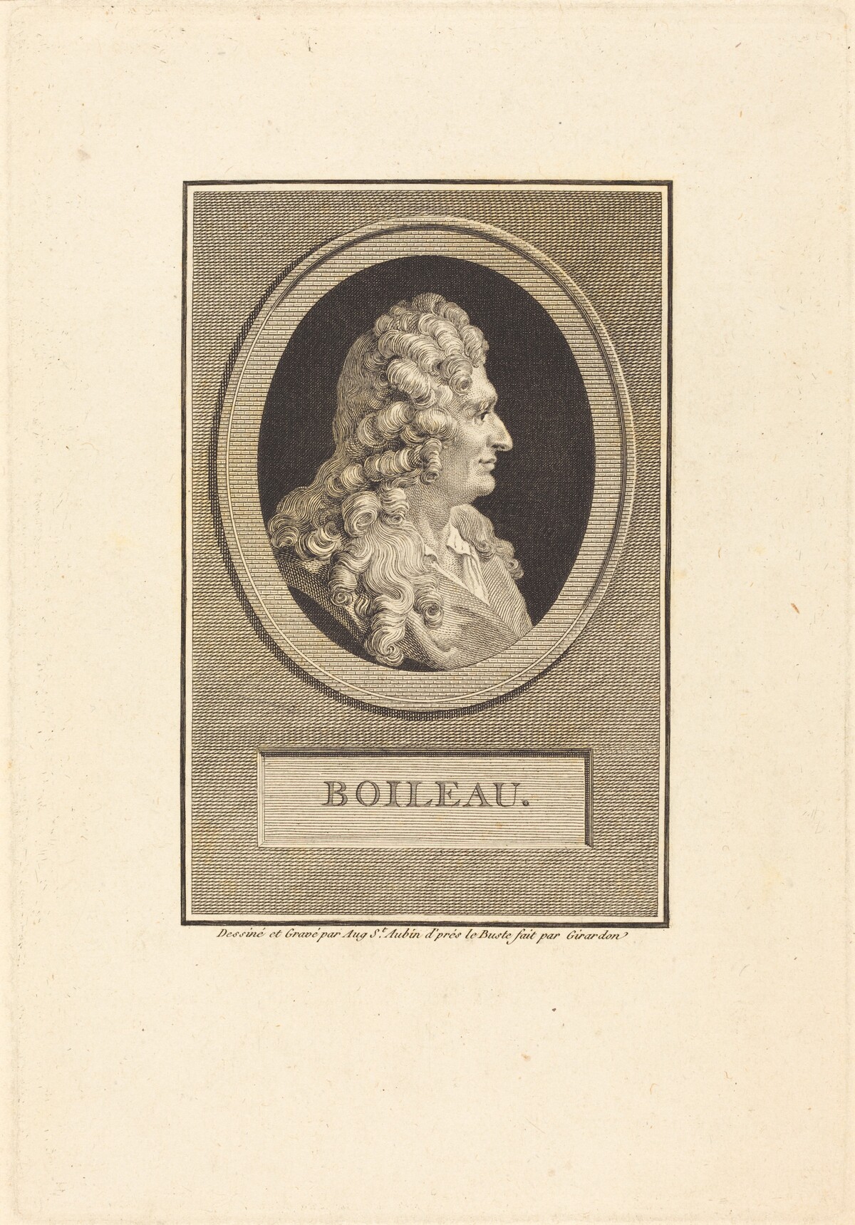 Despreaux-Nicolas Boileau by Augustin de Saint-Aubin after François Girardon