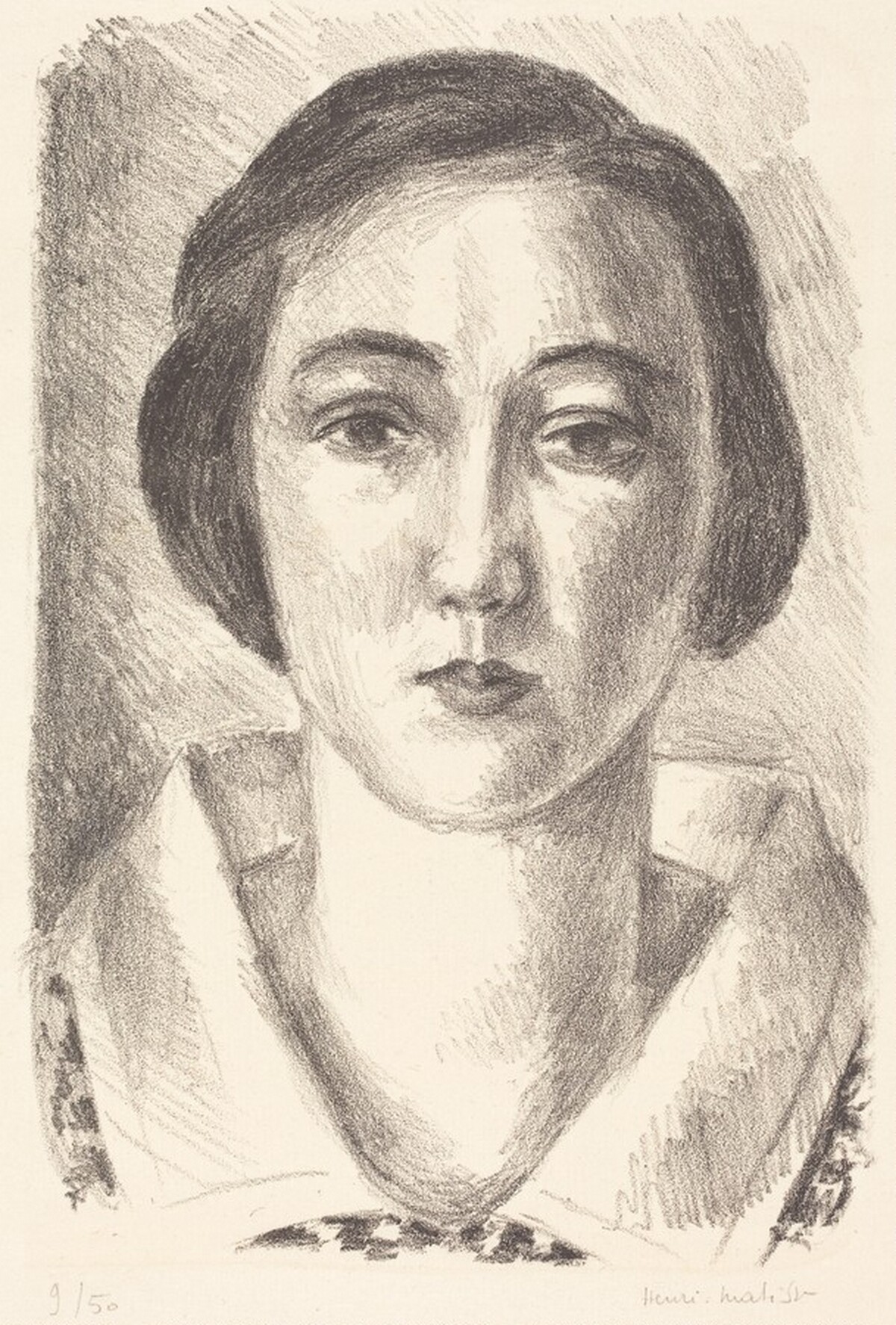 Young Girl in Flowered Dress with Organdy Collar (Jeune fille en robe fleurie au col d'organdi) by Henri Matisse