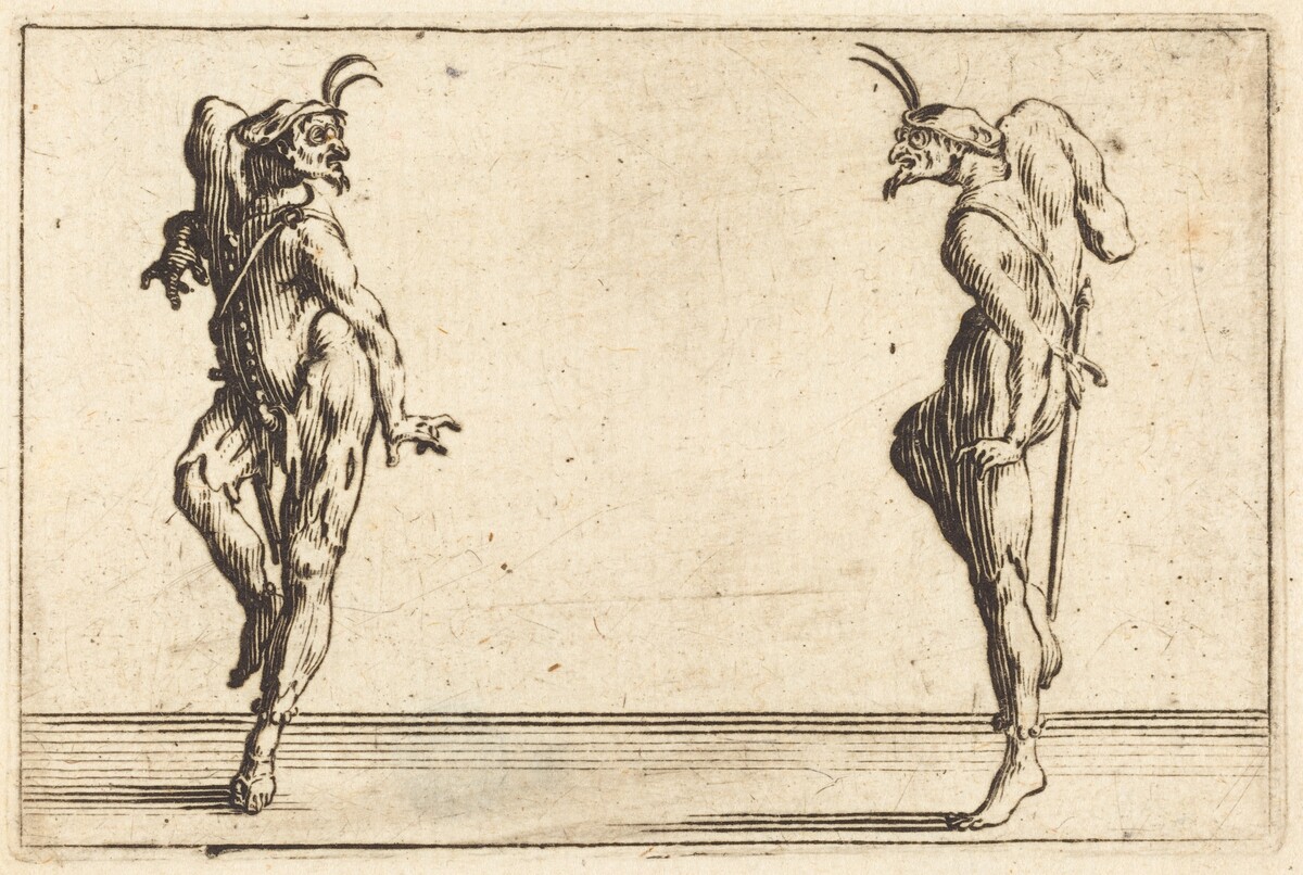 Two Pantaloons Dancing by Jacques Callot