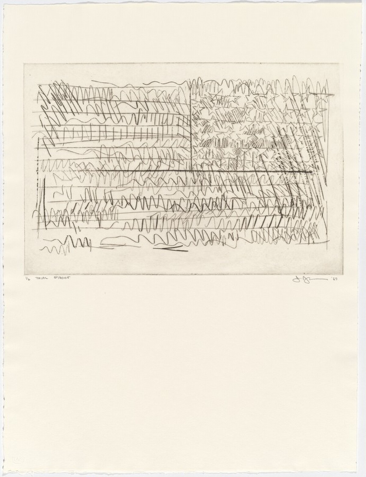 1st Etchings: Flag [trial proof] by Jasper Johns