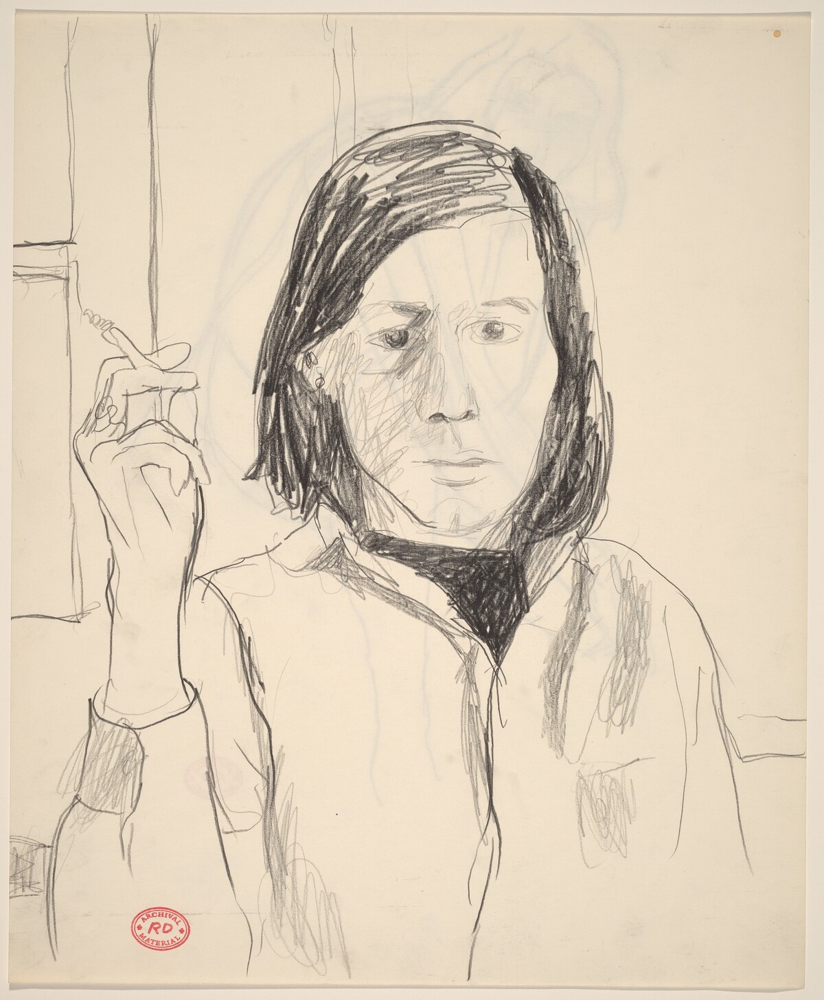 Untitled [portrait of a woman with cigarette] [recto] by Richard Diebenkorn