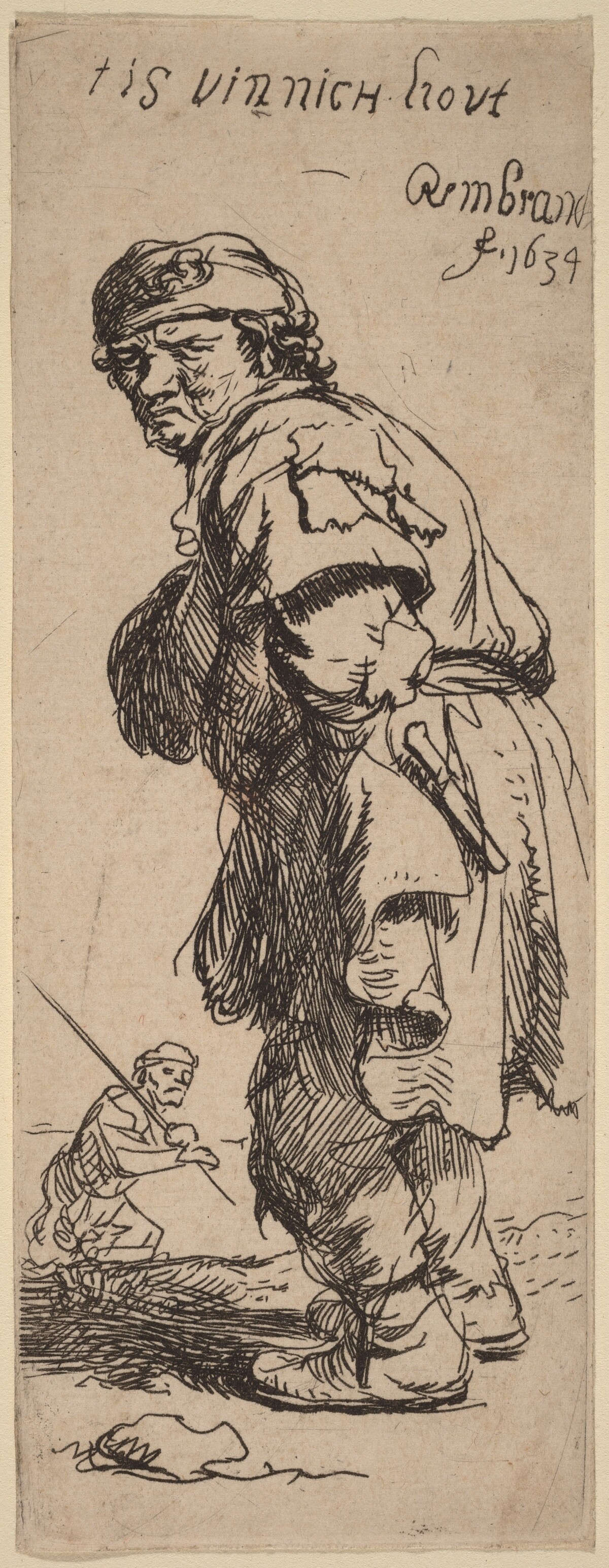 A Peasant Calling Out: "tis vinnich kout" (It's biting cold) by Rembrandt van Rijn