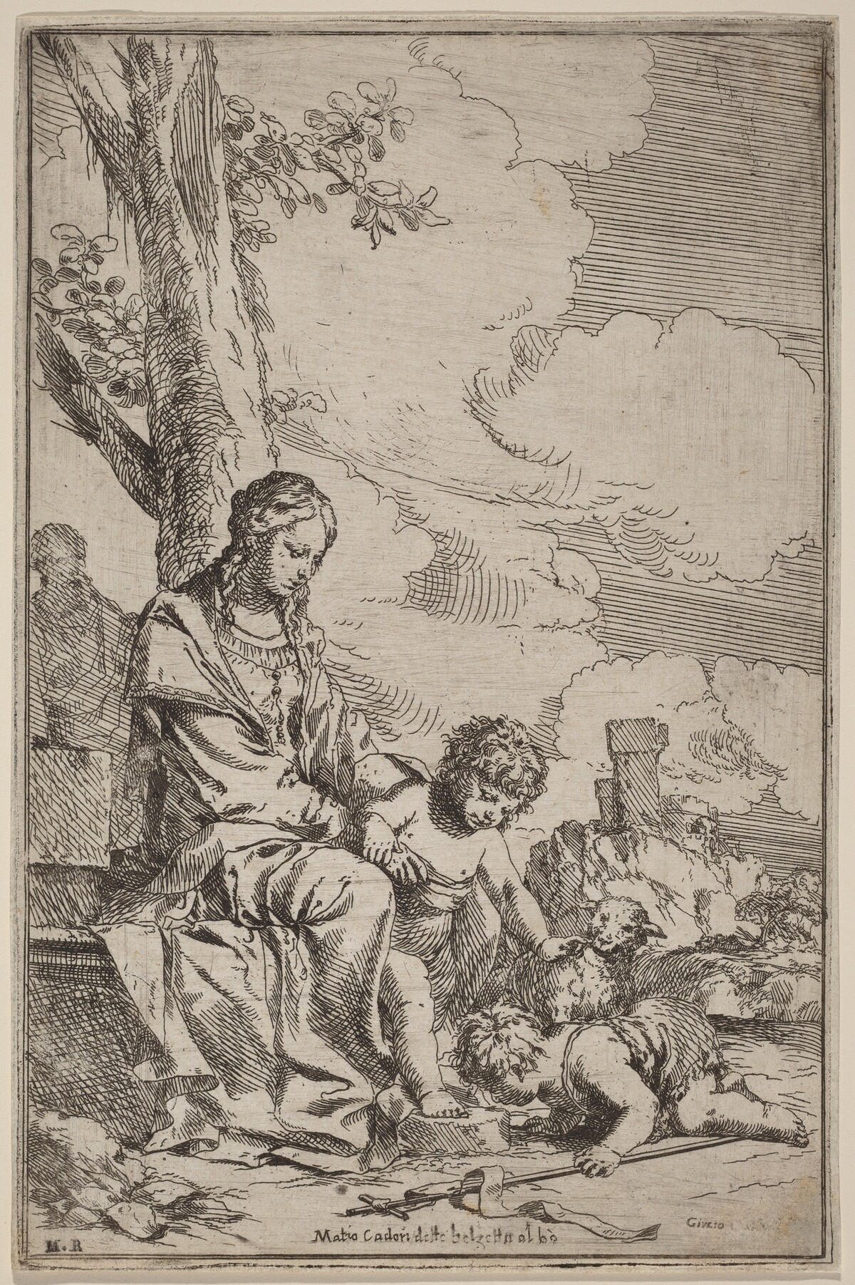 The Virgin and Child with Saint John the Baptist by Giulio Carpioni