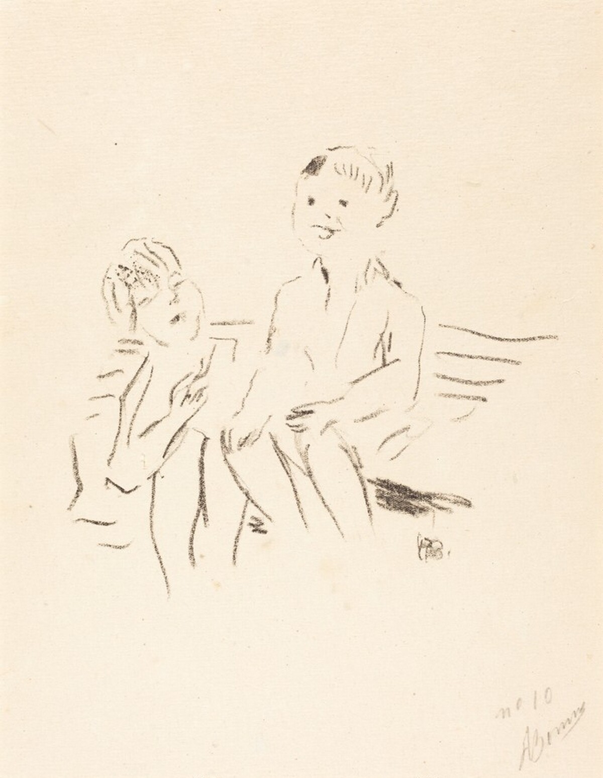 Deux enfants sur un banc by Pierre Bonnard