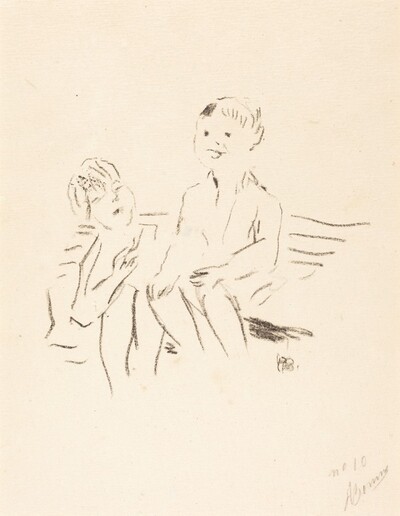 Deux enfants sur un banc