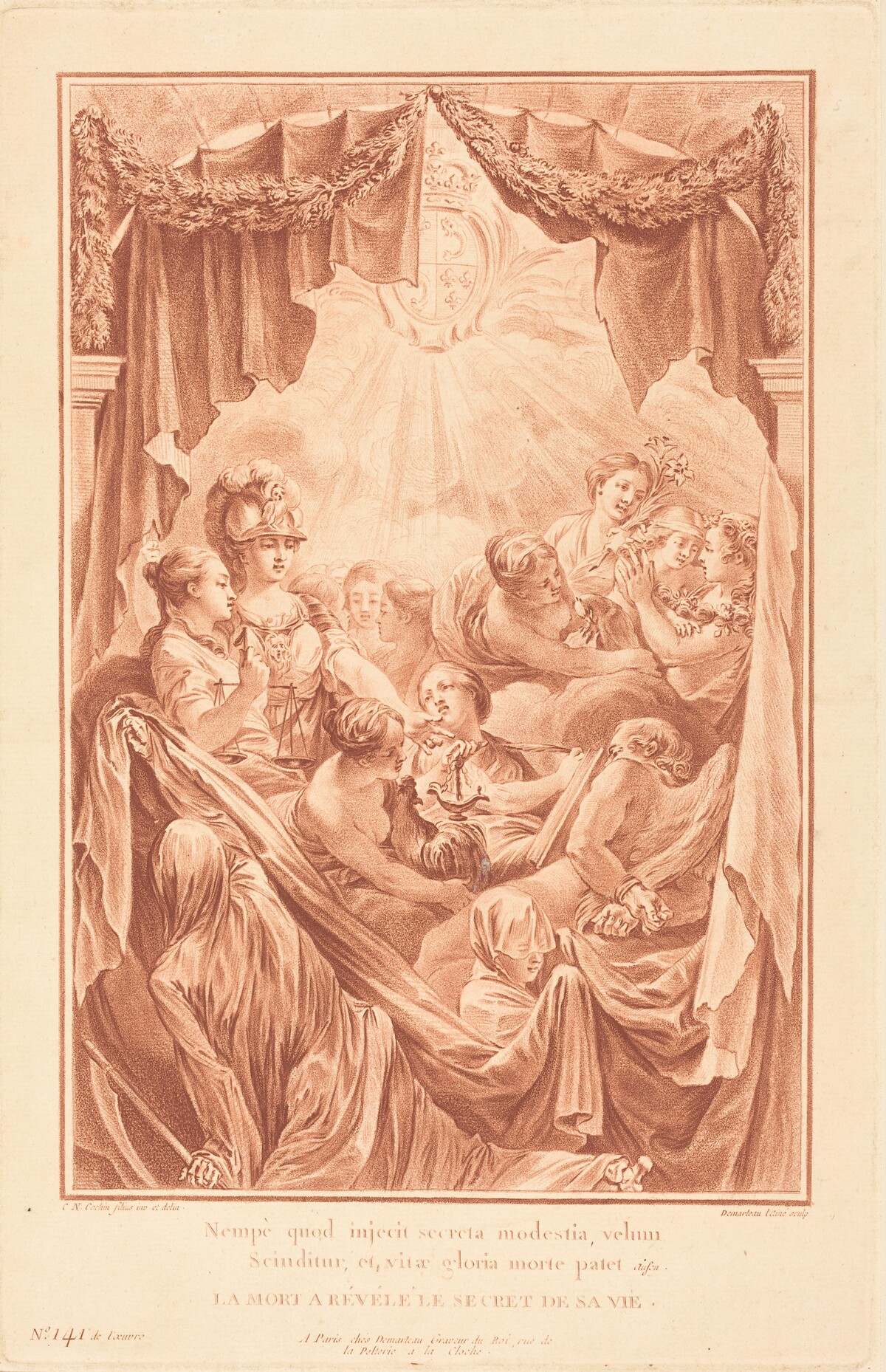 Allegory on the Death of the Dauphin by Gilles Demarteau, the Elder after Charles-Nicolas Cochin II