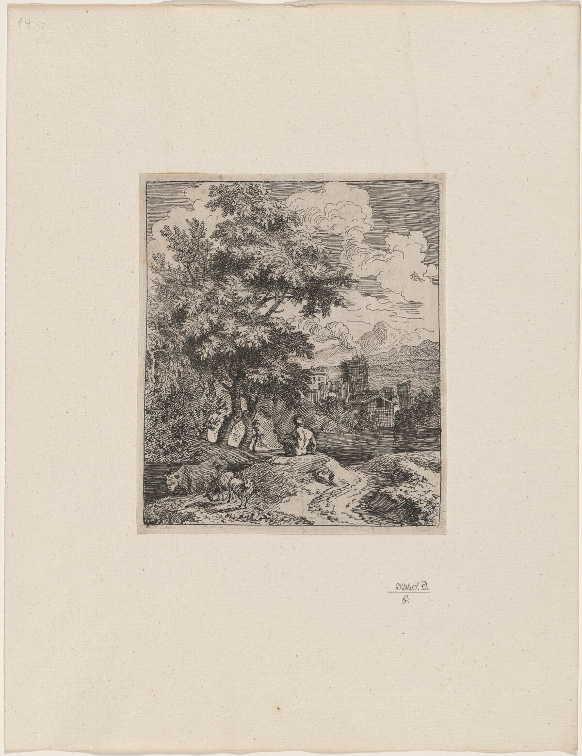 Shepherd with Cow and Two Sheep by Joachim Franz Beich
