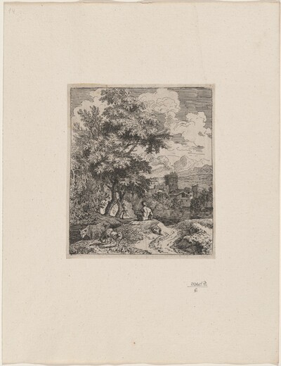 Shepherd with Cow and Two Sheep