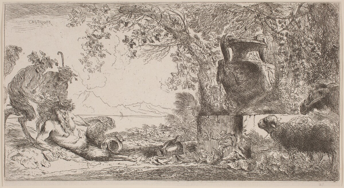 Pan Reclining before a Large Vase by Giovanni Benedetto Castiglione