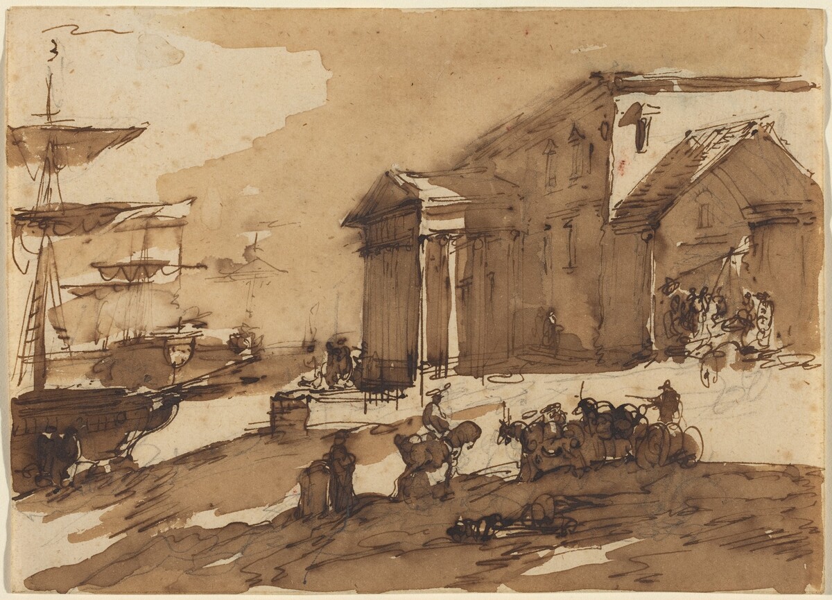 Capriccio of a Port Scene by Giuseppe Bernardino Bison