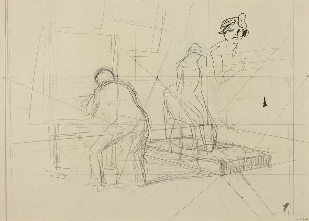 a) In the Studio (recto); b) Study of a Man and Woman (verso) by Jean-Louis Forain
