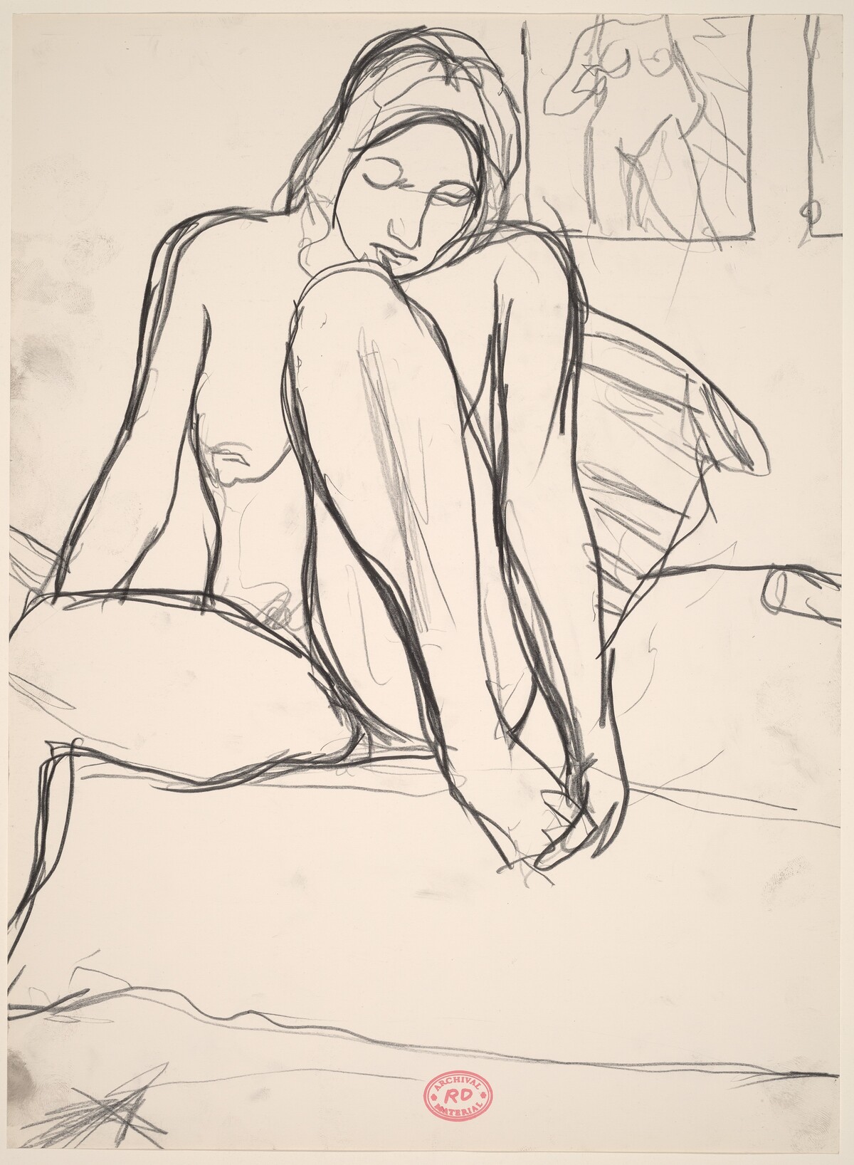 Untitled [seated nude examining her left foot] by Richard Diebenkorn