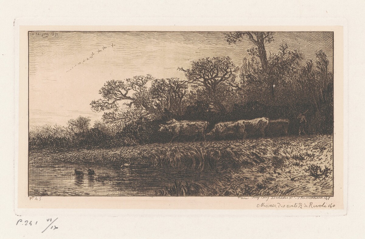 Cattle at Dusk by Charles Jacque