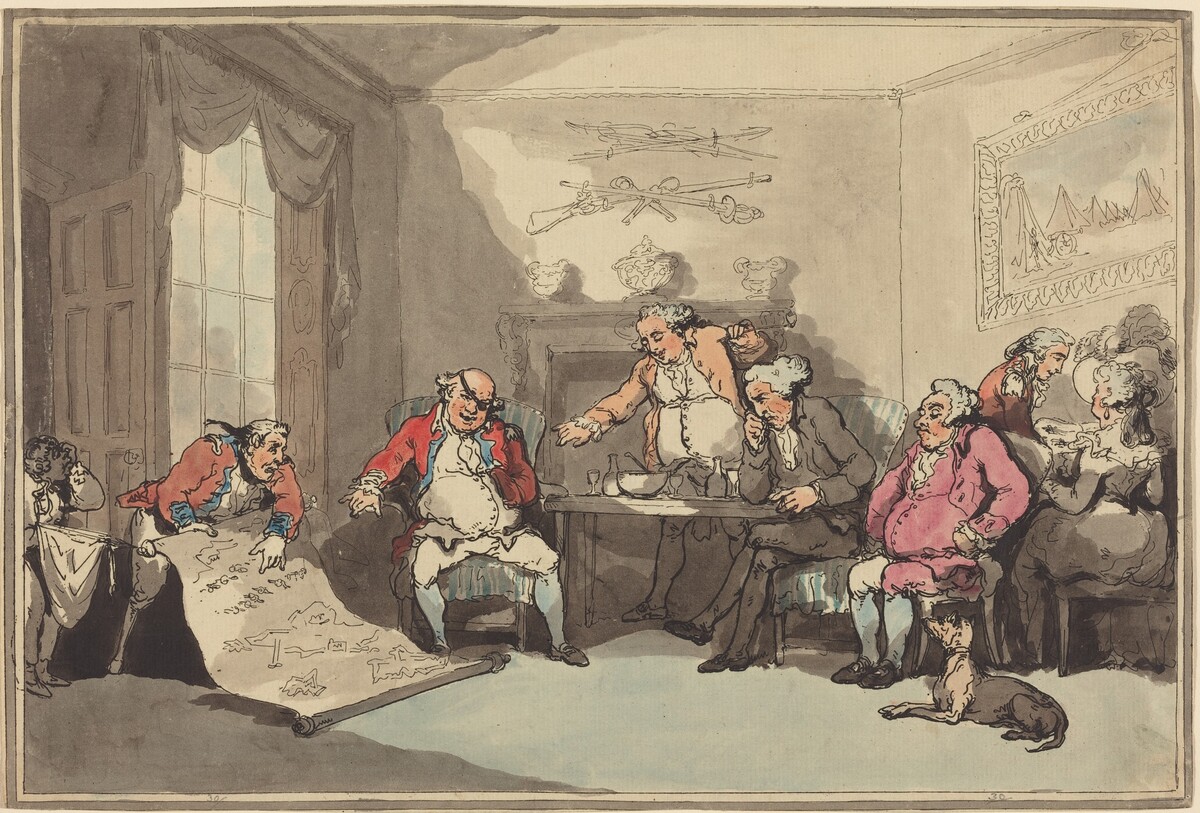 A Militia Meeting by Thomas Rowlandson