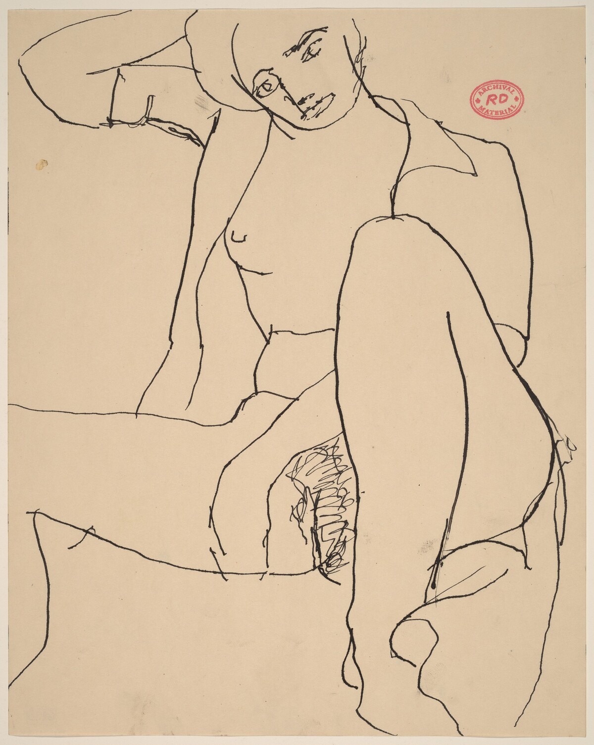 Untitled [seated female nude in an open shirt] by Richard Diebenkorn