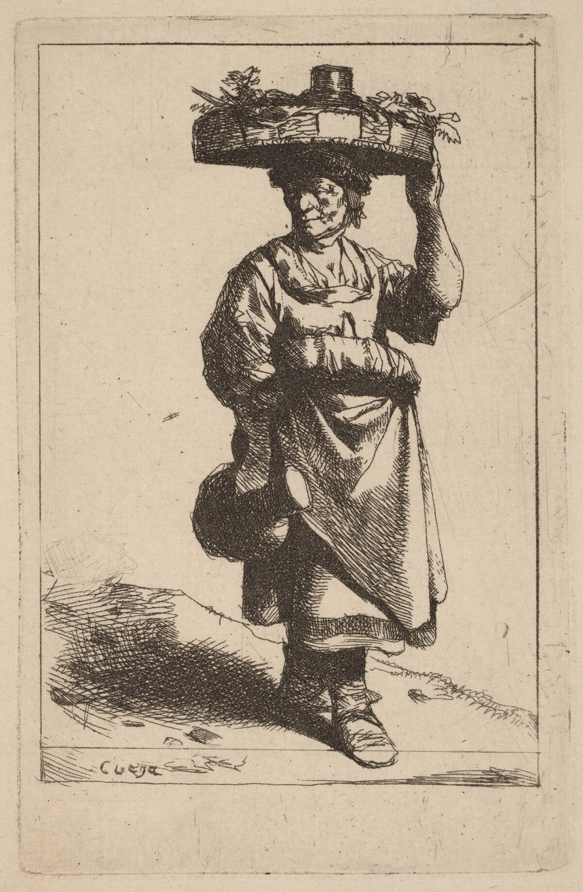 Woman Carrying a Basket by Cornelis Bega
